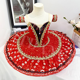 High Quality  Girls Red Golden Lines Stage Dancewear Professional Ballet Performance Tutu