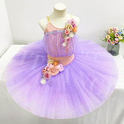 High Quality  Girls Purple Flower Decoration Stage Dancewear Professional Ballet Performance Tutu