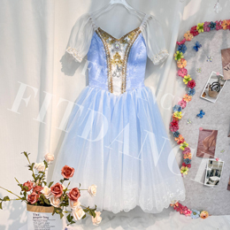 Custom Size Girls Light Blue Professional Stage Performance Ballet Tutu Dress
