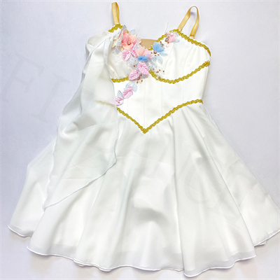White Cupid Flower Decoration Ballet Tutu Skirt