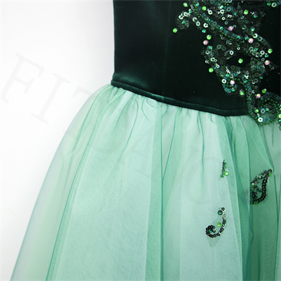Green Jewels Stage Costumes Professional Ballet Tutu For Girls