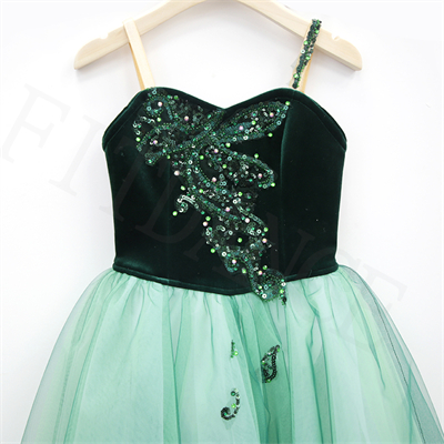 Green Jewels Stage Costumes Professional Ballet Tutu For Girls