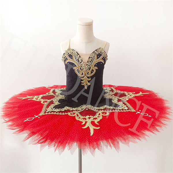 Black And Red Girl's Professional Ballet Dress