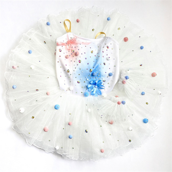 Kids White Tutu Dance Costumes For Competition